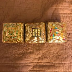 Bombay set of 3 Bangle Trinket Boxes. Indian.
